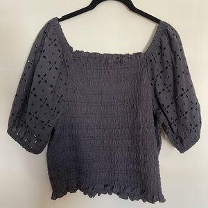 NWT Loft smocked eyelet sleeved top